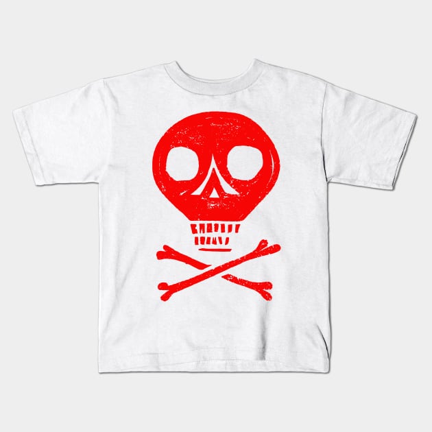 Red Skull and Cross Bones Kids T-Shirt by In-Situ